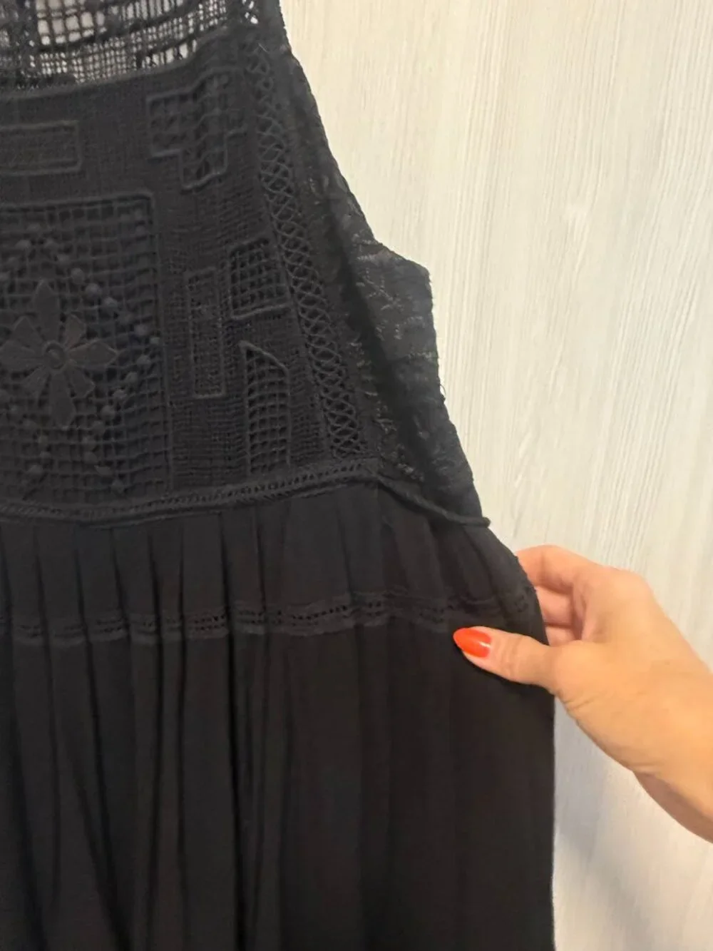 Free People Black Crochet Lace Mini Dress Size Large